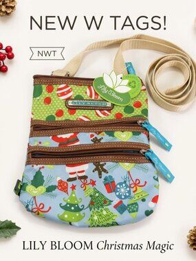 NWT Lily Bloom Small triple section Crossbody Santa Blues Rare